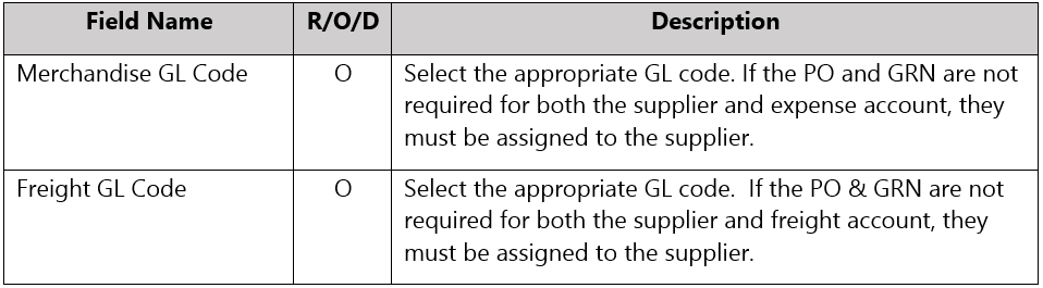 Ledger Code 2 - SYSPRO Supplier Creation