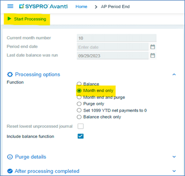Month End processing - GL - Month End Process