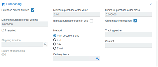 Purchasing - SYSPRO Supplier Creation