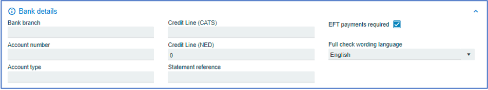 Supplier Bank - SYSPRO Supplier Creation