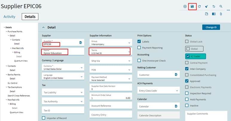 image 7 - Supplier Create and Change