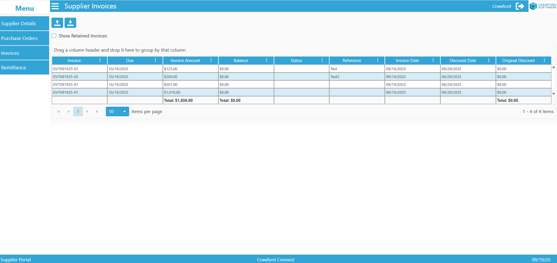 Invoices Screenshot - Buyer Portal
